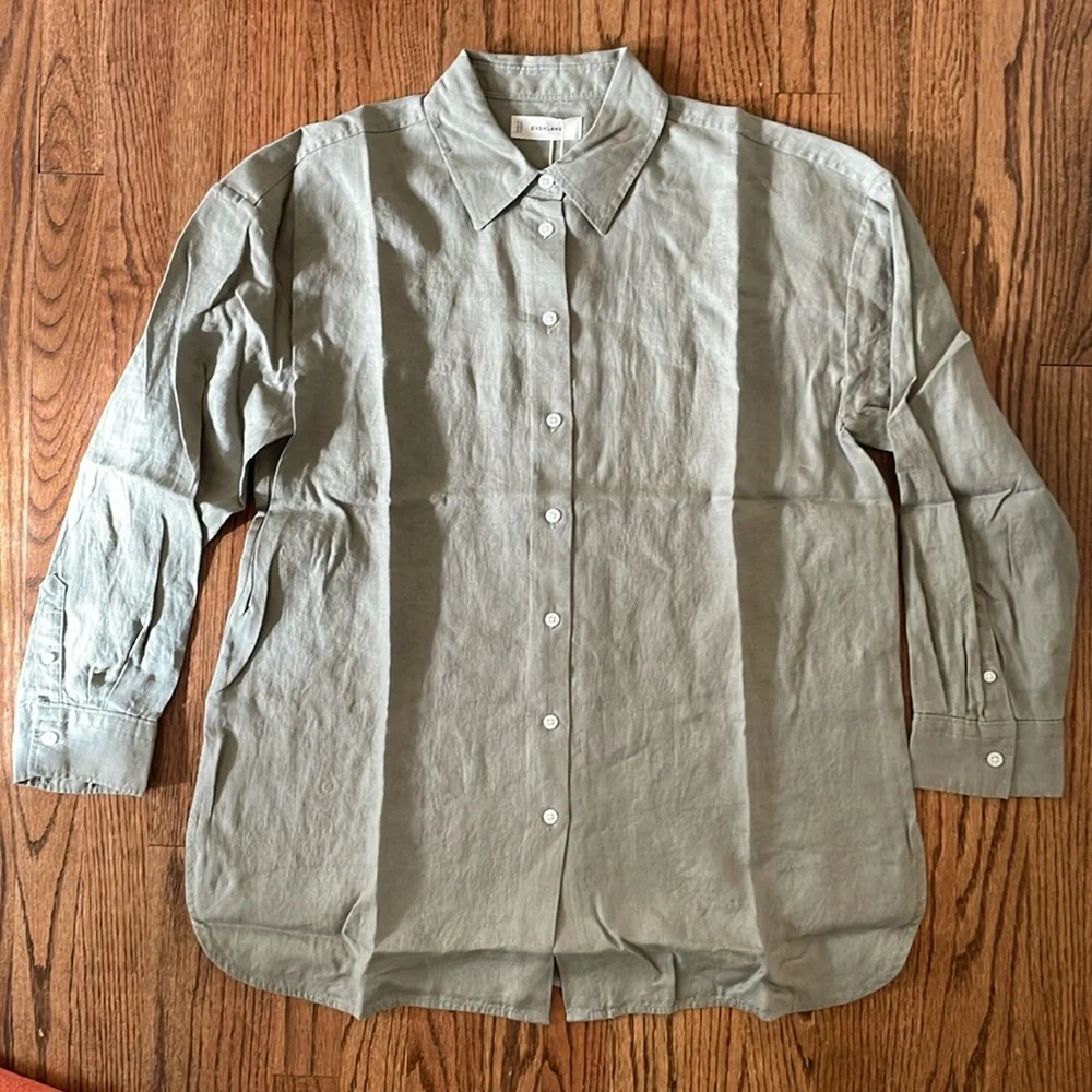 Everlane Must-have shirt linen large sage green - Picture 2 of 7